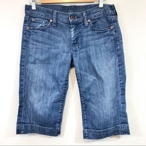 7 For All Mankind Dojo Bermuda Denim Blue Jean Shorts 14” inseam Size 27